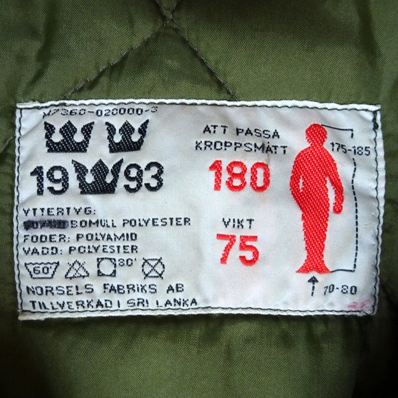 Genuine Swedish Army Insulated Thermal M90 Jacket Green Cold Weather Large - Picture 4 of 12